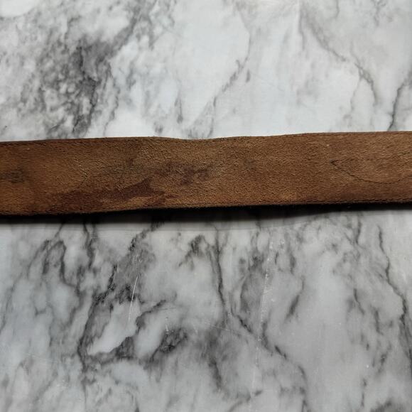 Tex Tan Leather Lizard Scroll Inlay Western Belt Size 34 Brown Brass Buckle USA - Picture 12 of 16